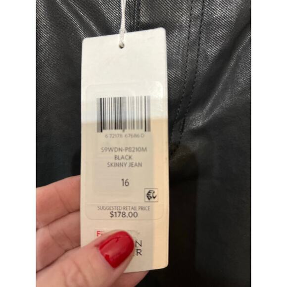 NWT Eileen Fisher Skinny Jeans Organic Cotton Waxed Denim Black Womens Size 16 - Picture 3 of 9